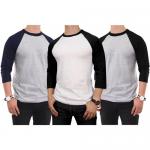 3 Pack Men 's 3/4 Sleeve Baseball