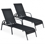 Black Patio Reclining Lounge Chairs (Set