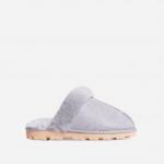 Smooch Fluffy Track Sole Slipper In Grey