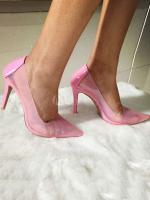 Women Transparent Pointed Toe Stiletto H...