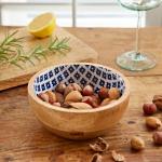 Blue Patterned Mango Wood Bowl - Only