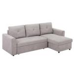 HOMCOM Linen-Look L-Shaped Sofa Bed with