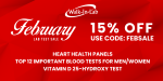 15% Off Walk-In Lab Heart Health Panels.