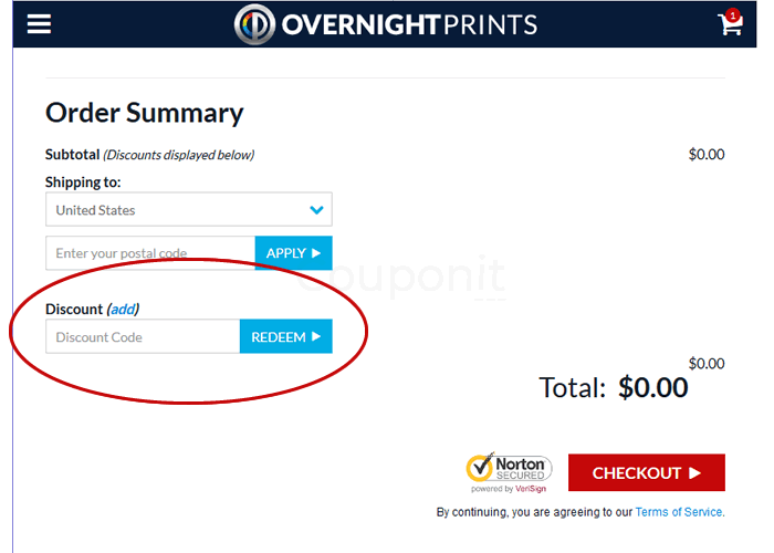 Applying a discount on Overnightprints.com