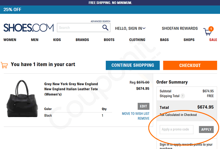 Use promo codes at Shoes.com